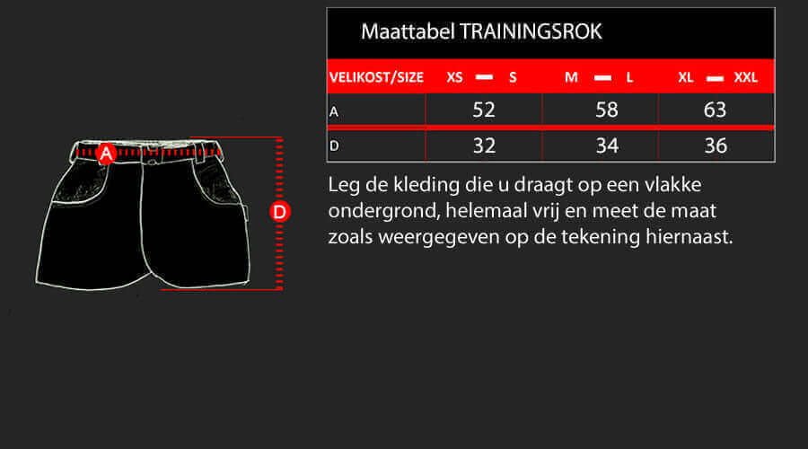 Maattabel voor trainingsrok